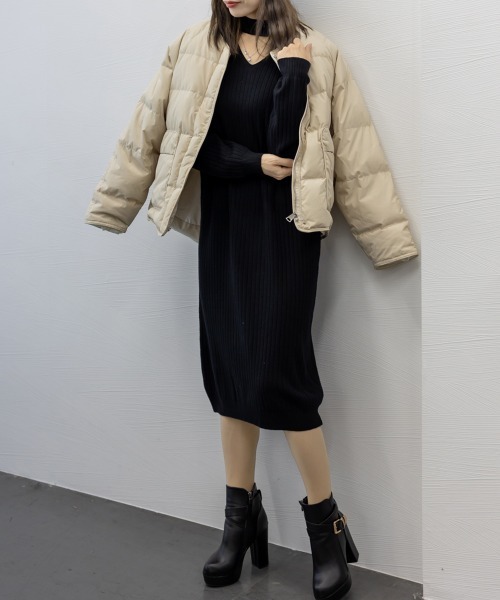 Miniministore(ミニミニストア)の「リブニットワンピース ロング丈 vネック(ワンピース・レディース・ワインレッド/ブラック/アイボリー・フリー)」の6枚目の写真