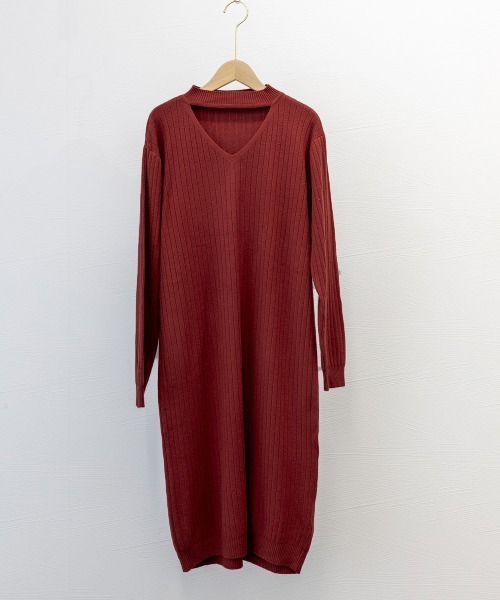 Miniministore(ミニミニストア)の「リブニットワンピース ロング丈 vネック(ワンピース・レディース・ワインレッド/ブラック/アイボリー・フリー)」の13枚目の写真