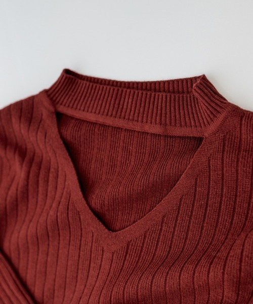 Miniministore(ミニミニストア)の「リブニットワンピース ロング丈 vネック(ワンピース・レディース・ワインレッド/ブラック/アイボリー・フリー)」の15枚目の写真