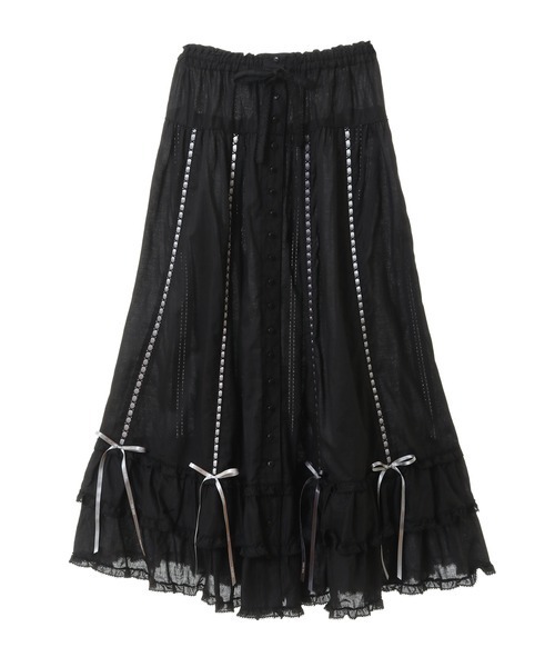 PINK HOUSE（ピンクハウス）の「配色リボンデコレーションティアードスカート（スカート・レディース・ブラック系その他/ブルー系その他/ホワイト系その他/レッド系その他・フリー）」の3枚目の写真