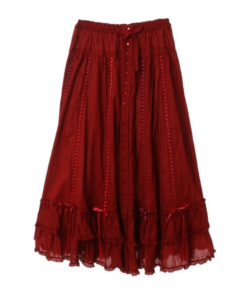 PINK HOUSE（ピンクハウス）の「配色リボンデコレーションティアードスカート（スカート・レディース・ブラック系その他/ブルー系その他/ホワイト系その他/レッド系その他・フリー）」の4枚目の写真