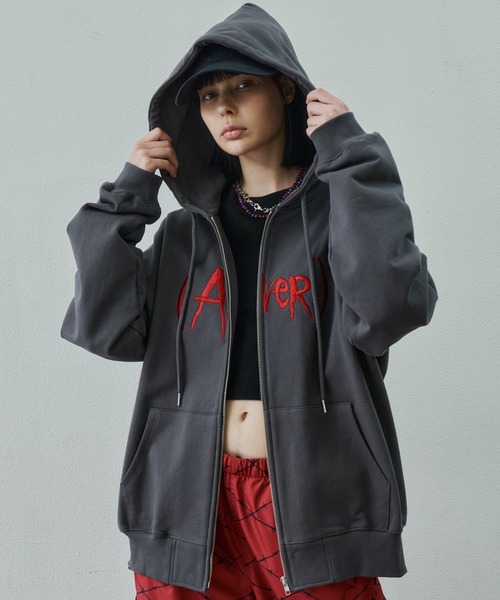 AIVER(アイバー)の「AIVER ()刺繍フルジップパーカー(パーカー・メンズ・グレー/ブラック/チャコールグレー・SMALL/MEDIUM/LARGE)」の15枚目の写真