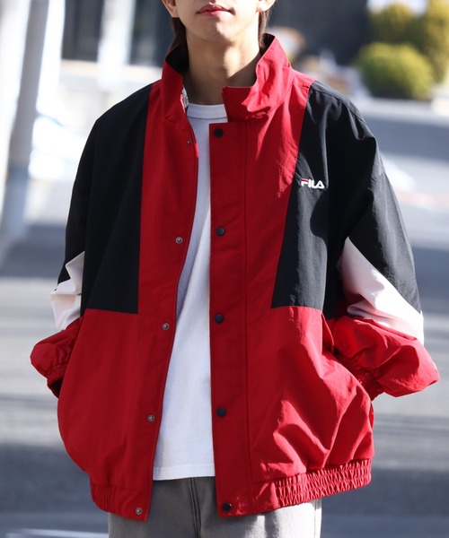 フィラ　トラックジャケット　小花柄　フィラレッド　Lサイズ　新品未使用タグ付き セール】【FILA/フィラ】切り替え カラートラックジャケット