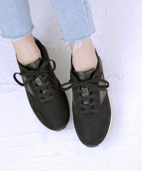 grandfleur（グランドフルール）の「軽量厚底 メッシュ エアーソール スニーカー（スニーカー・レディース・ベージュ/ブラック/グレー・23.0cm/23.5cm/24.0cm/24.5cm/22.5cm/25.0cm）」の4枚目の写真