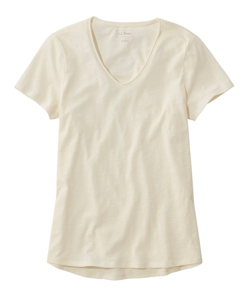 L.L.Bean（エルエルビーン）の「オーガニック・コットン・ティ、Vネック　半袖 米国フィット・レギュラー（Tシャツ/カットソー・レディース・モスグリーン/ホワイト/ブルー/エメラルドブルー・SMALL/MEDIUM/X-SMALL/LARGE）」の2枚目の写真
