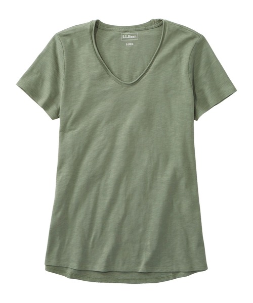 L.L.Bean（エルエルビーン）の「オーガニック・コットン・ティ、Vネック　半袖 米国フィット・レギュラー（Tシャツ/カットソー・レディース・モスグリーン/ホワイト/ブルー/エメラルドブルー・SMALL/MEDIUM/X-SMALL/LARGE）」の3枚目の写真