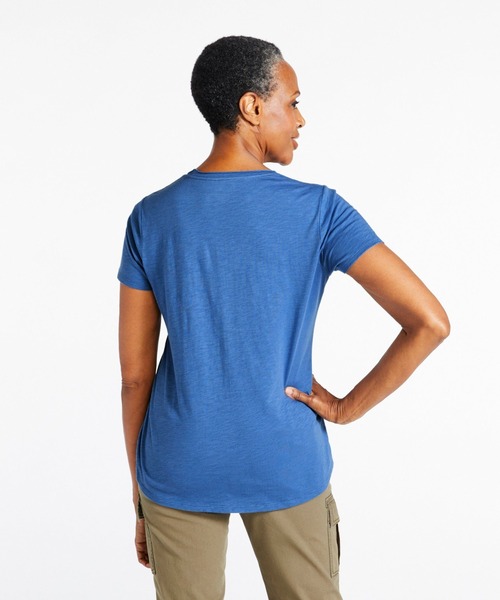 L.L.Bean（エルエルビーン）の「オーガニック・コットン・ティ、Vネック　半袖 米国フィット・レギュラー（Tシャツ/カットソー・レディース・モスグリーン/ホワイト/ブルー/エメラルドブルー・SMALL/MEDIUM/X-SMALL/LARGE）」の7枚目の写真