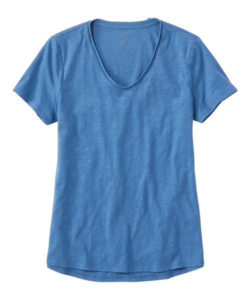 L.L.Bean（エルエルビーン）の「オーガニック・コットン・ティ、Vネック　半袖 米国フィット・レギュラー（Tシャツ/カットソー・レディース・モスグリーン/ホワイト/ブルー/エメラルドブルー・SMALL/MEDIUM/X-SMALL/LARGE）」の17枚目の写真