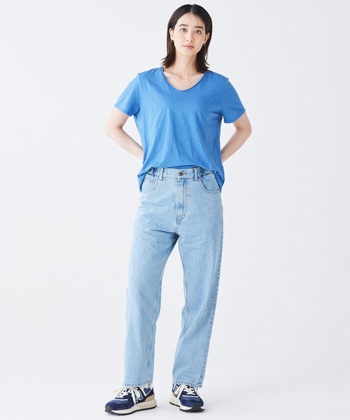L.L.Bean（エルエルビーン）の「オーガニック・コットン・ティ、Vネック　半袖 米国フィット・レギュラー（Tシャツ/カットソー・レディース・モスグリーン/ホワイト/ブルー/エメラルドブルー・SMALL/MEDIUM/X-SMALL/LARGE）」の14枚目の写真