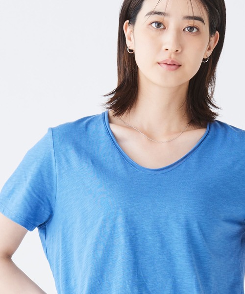 L.L.Bean（エルエルビーン）の「オーガニック・コットン・ティ、Vネック　半袖 米国フィット・レギュラー（Tシャツ/カットソー・レディース・モスグリーン/ホワイト/ブルー/エメラルドブルー・SMALL/MEDIUM/X-SMALL/LARGE）」の11枚目の写真