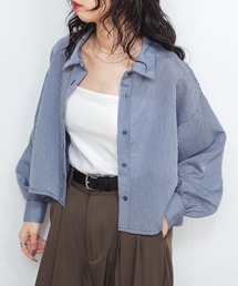 シアーストライプクロップドシャツ