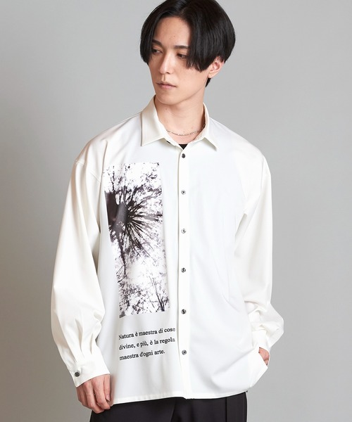 NO ID.（ノーアイディ）の「【NO ID.】Photo Print Big Shirt / フォト プリント ビッグ シャツ（シャツ/ブラウス・メンズ・ホワイト/ブラック・ONE SIZE）」の12枚目の写真