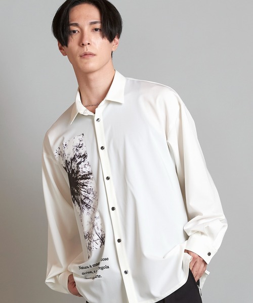 NO ID.（ノーアイディ）の「【NO ID.】Photo Print Big Shirt / フォト プリント ビッグ シャツ（シャツ/ブラウス・メンズ・ホワイト/ブラック・ONE SIZE）」の13枚目の写真