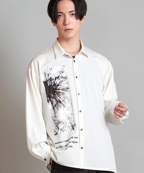 NO ID.（ノーアイディ）の「【NO ID.】Photo Print Big Shirt / フォト プリント ビッグ シャツ（シャツ/ブラウス・メンズ・ホワイト/ブラック・ONE SIZE）」の14枚目の写真