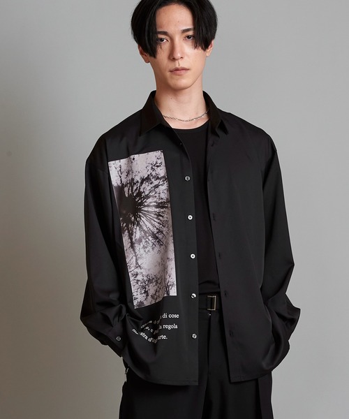 NO ID.（ノーアイディ）の「【NO ID.】Photo Print Big Shirt / フォト プリント ビッグ シャツ（シャツ/ブラウス・メンズ・ホワイト/ブラック・ONE SIZE）」の4枚目の写真