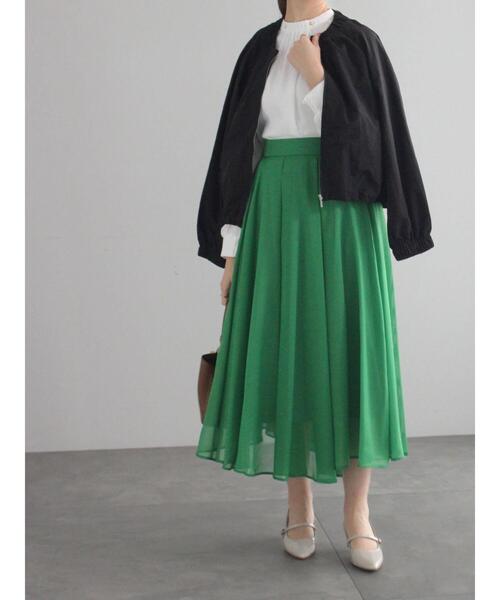 Te chichi（テチチ）の「フロントタックスタンドブラウス（シャツ/ブラウス・レディース・グリーン/キナリ/オフホワイト/グレー・F）」の6枚目の写真