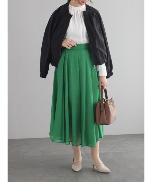 Te chichi（テチチ）の「フロントタックスタンドブラウス（シャツ/ブラウス・レディース・グリーン/キナリ/オフホワイト/グレー・F）」の7枚目の写真