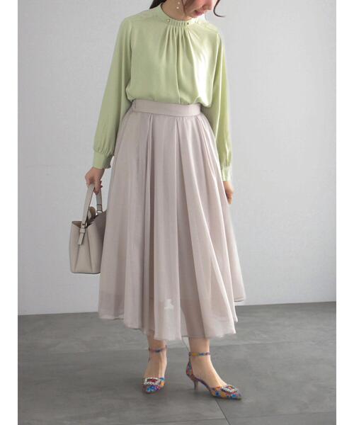 Te chichi（テチチ）の「フロントタックスタンドブラウス（シャツ/ブラウス・レディース・グリーン/キナリ/オフホワイト/グレー・F）」の11枚目の写真