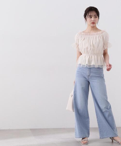 PROPORTION BODY DRESSING（プロポーションボディドレッシング）の「ペプラムチュールブラウス / 1214110412（シャツ/ブラウス・レディース・ホワイト系その他/ピンク/グレー・FREE）」の5枚目の写真