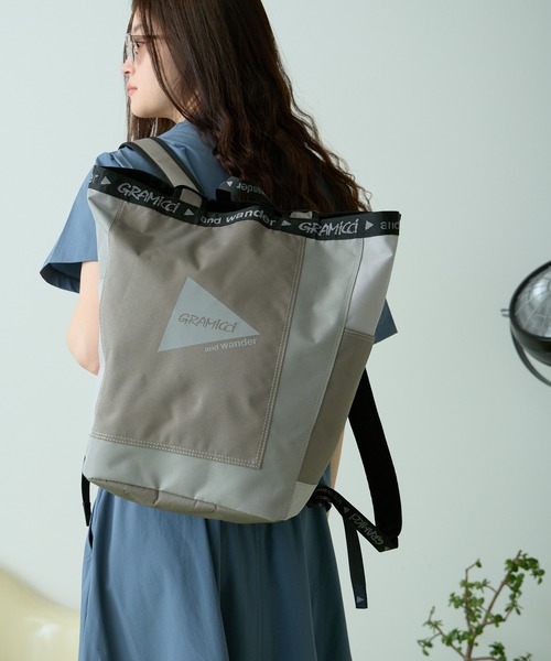and wander(アンドワンダー)の「and wander/アンドワンダー×GRAMICCI/グラミチ MULTI PATCHWORK 2WAY PACK リュック(バックパック/リュック・メンズ・ブラック/オリーブ・FREE)」の1枚目の写真