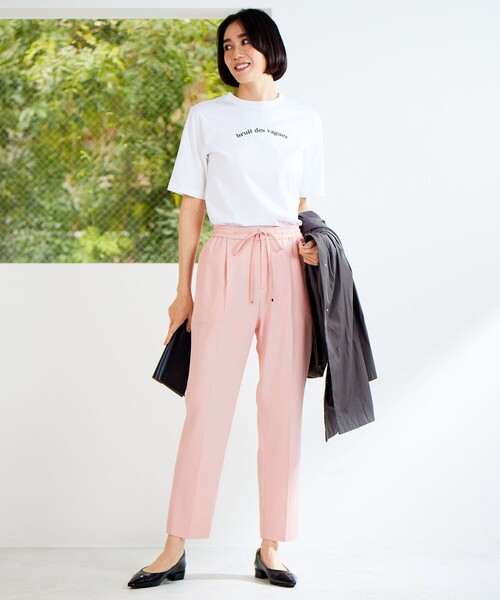 自由区(ジユウク)の「【カタログ掲載・WEB限定カラーあり・洗える】ロゴ刺繍 Tシャツ(Tシャツ/カットソー・レディース・ネイビー系1/ホワイト系/スカイブルー系/グレー系・46/44)」の5枚目の写真