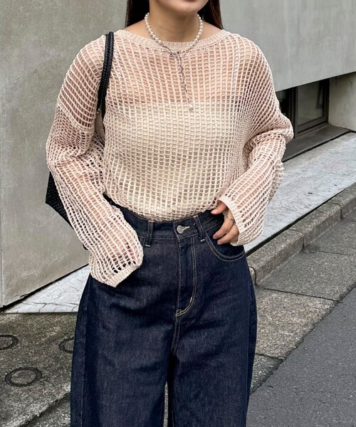 fredy emue（フレディエミュ）の「ラメメッシュプルオーバー（ニット/セーター・レディース・アイボリー/ブラウン/ブルー・38）」の8枚目の写真