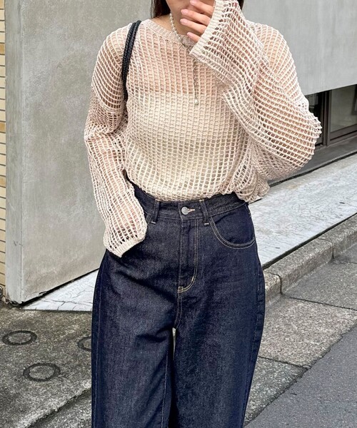 fredy emue（フレディエミュ）の「ラメメッシュプルオーバー（ニット/セーター・レディース・アイボリー/ブラウン/ブルー・38）」の10枚目の写真