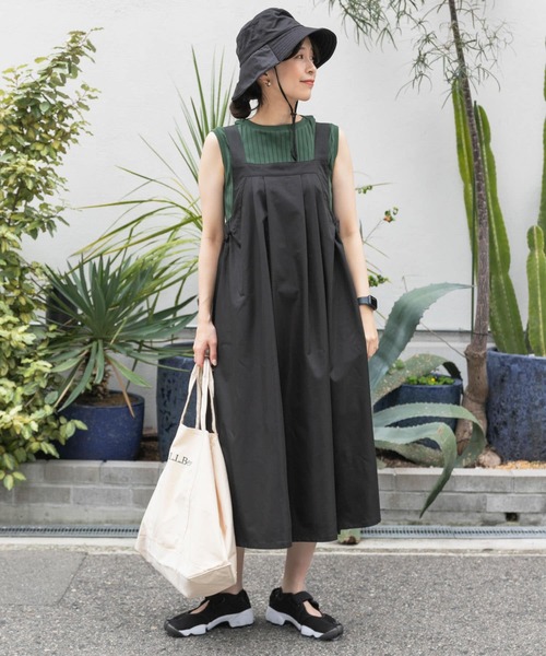 URBAN RESEARCH DOORS（アーバンリサーチドアーズ）の「add fabricsワークジャンスカ（ワンピース・レディース・カーキ/ブラック/チャコールグレー・MEDIUM）」の4枚目の写真