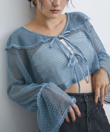 VIS | 【前後2WAY】メッシュフリルカーディガン(シャツ/ブラウス)