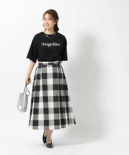 SHOO・LA・RUE（シューラルー）の「◆柄とボリュームで主役になる！ ふんわりギャザー チェック柄スカート（スカート・レディース・ブラック系1/ブルー系その他3/ホワイト系その他2・02/03/04）」の17枚目の写真