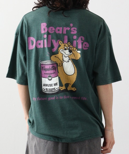 FUNALIVE（ファンアライブ）の「ｵｰﾊﾞｰｻｲｽﾞ ｽﾉｰｳｫｯｼｭ加工 レトロTｼｬﾂ レトロベア　半袖（Tシャツ/カットソー・メンズ・スミクロ/ブラック/ダークグリーン/ネイビー・LL/L/M）」の22枚目の写真