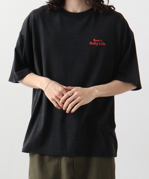 FUNALIVE（ファンアライブ）の「ｵｰﾊﾞｰｻｲｽﾞ ｽﾉｰｳｫｯｼｭ加工 レトロTｼｬﾂ レトロベア　半袖（Tシャツ/カットソー・メンズ・スミクロ/ブラック/ダークグリーン/ネイビー・LL/L/M）」の9枚目の写真