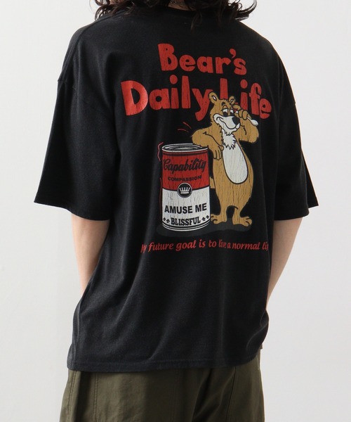 FUNALIVE（ファンアライブ）の「ｵｰﾊﾞｰｻｲｽﾞ ｽﾉｰｳｫｯｼｭ加工 レトロTｼｬﾂ レトロベア　半袖（Tシャツ/カットソー・メンズ・スミクロ/ブラック/ダークグリーン/ネイビー・LL/L/M）」の11枚目の写真