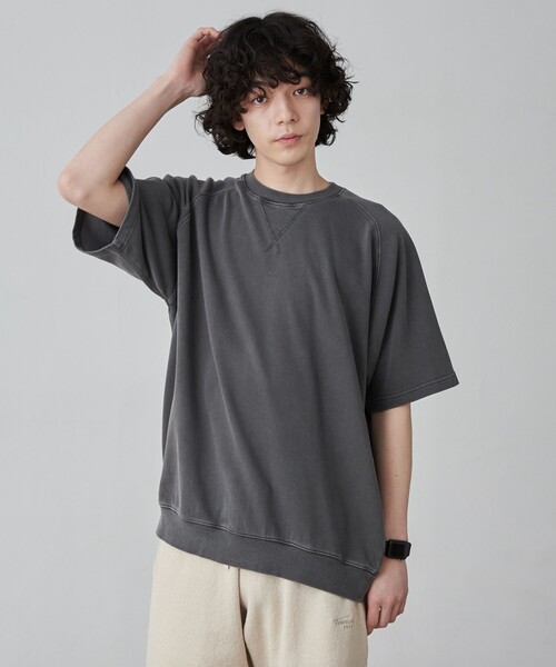 coen(コーエン)の「ピグメントスウェットTシャツ(Tシャツ/カットソー・メンズ・ダークグリーン/ネイビー/ダークグレー・S/M/L)」の4枚目の写真