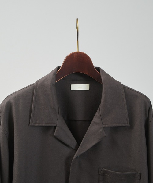 And A（アンドエー）の「And A アンドエー / SUPER 140’S WOOL SAXONY OPEN COLLAR L/S SHIRT JACKET スーパー140’Sウールサキソニーオープンカラーシャツ / AA-S24M001（シャツ/ブラウス・メンズ・ネイビー/ブラウン・2/1）」の14枚目の写真
