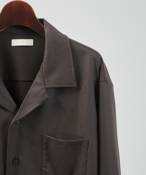 And A（アンドエー）の「And A アンドエー / SUPER 140’S WOOL SAXONY OPEN COLLAR L/S SHIRT JACKET スーパー140’Sウールサキソニーオープンカラーシャツ / AA-S24M001（シャツ/ブラウス・メンズ・ネイビー/ブラウン・2/1）」の13枚目の写真