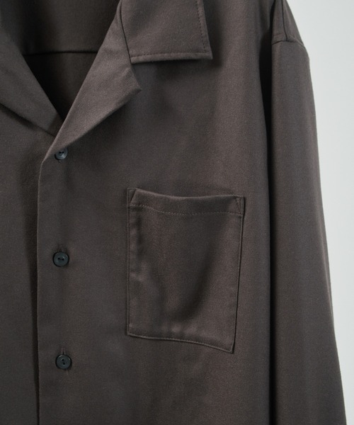 And A（アンドエー）の「And A アンドエー / SUPER 140’S WOOL SAXONY OPEN COLLAR L/S SHIRT JACKET スーパー140’Sウールサキソニーオープンカラーシャツ / AA-S24M001（シャツ/ブラウス・メンズ・ネイビー/ブラウン・2/1）」の12枚目の写真