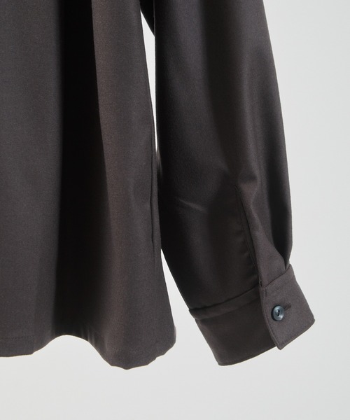 And A（アンドエー）の「And A アンドエー / SUPER 140’S WOOL SAXONY OPEN COLLAR L/S SHIRT JACKET スーパー140’Sウールサキソニーオープンカラーシャツ / AA-S24M001（シャツ/ブラウス・メンズ・ネイビー/ブラウン・2/1）」の7枚目の写真