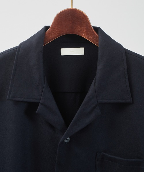 And A（アンドエー）の「And A アンドエー / SUPER 140’S WOOL SAXONY OPEN COLLAR L/S SHIRT JACKET スーパー140’Sウールサキソニーオープンカラーシャツ / AA-S24M001（シャツ/ブラウス・メンズ・ネイビー/ブラウン・2/1）」の5枚目の写真