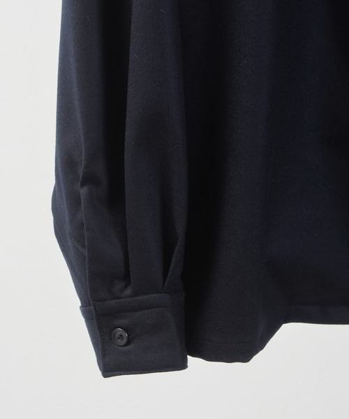 And A（アンドエー）の「And A アンドエー / SUPER 140’S WOOL SAXONY OPEN COLLAR L/S SHIRT JACKET スーパー140’Sウールサキソニーオープンカラーシャツ / AA-S24M001（シャツ/ブラウス・メンズ・ネイビー/ブラウン・2/1）」の19枚目の写真