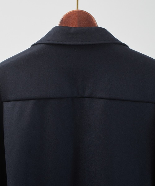 And A（アンドエー）の「And A アンドエー / SUPER 140’S WOOL SAXONY OPEN COLLAR L/S SHIRT JACKET スーパー140’Sウールサキソニーオープンカラーシャツ / AA-S24M001（シャツ/ブラウス・メンズ・ネイビー/ブラウン・2/1）」の17枚目の写真