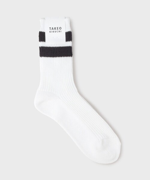 TAKEO KIKUCHI（タケオキクチ）の「【日本製】ライン リブソックス（ソックス/靴下・メンズ・ホワイト系1/ホワイト系5/ホワイト系9・00）」の2枚目の写真