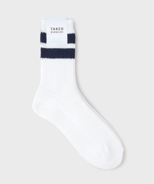 TAKEO KIKUCHI（タケオキクチ）の「【日本製】ライン リブソックス（ソックス/靴下・メンズ・ホワイト系1/ホワイト系5/ホワイト系9・00）」の3枚目の写真