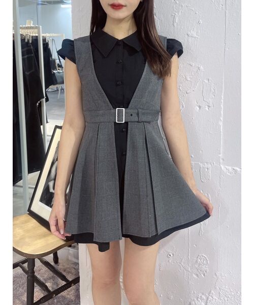 EATME（イートミー）の「シャツカラーセットワンピース（ワンピース・レディース・ブラック/ベージュ/オフホワイト・MEDIUM/SMALL）」の3枚目の写真