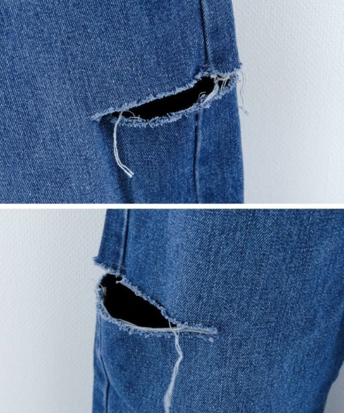 aquagarage(アクアガレージ)の「ダメージストレートデニムパンツ 春 夏 秋 冬 M | アクアガレージ aquagarage(デニムパンツ・レディース・ブラック/ブルー/サックスブルー/ブラック系その他・M)」の10枚目の写真