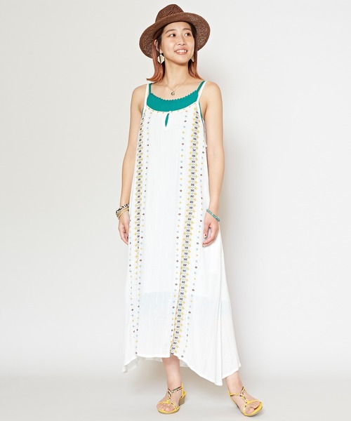 チャイハネ(チャイハネ)の「【チャイハネ】リゾエンキャミワンピース(ワンピース・レディース・ホワイト/ターコイズブルー/パープル/オレンジ・FREE)」の2枚目の写真