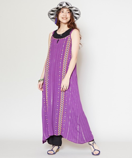 チャイハネ(チャイハネ)の「【チャイハネ】リゾエンキャミワンピース(ワンピース・レディース・ホワイト/ターコイズブルー/パープル/オレンジ・FREE)」の13枚目の写真