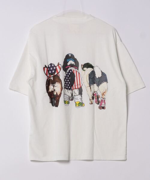 CORISCO（コリスコ）の「アニマル柄Tシャツ(M1)（Tシャツ/カットソー・メンズ・ブラック系2/ホワイト系1/ブラック系1/ホワイト系2/オレンジ/ブルー/チャコールグレー/ネイビー/ダークグリーン/イエロー/キナリ/オートミール/グレー系その他/ミント/ブルー系その他2/ブルー系その他3/ピンク・MEDIUM/LARGE/X-LARGE）」の18枚目の写真