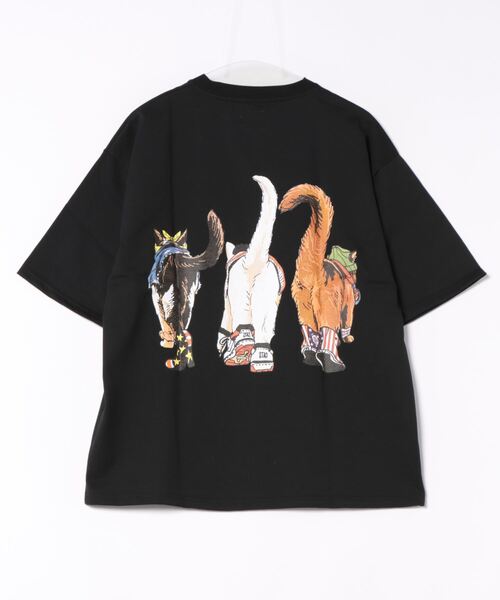 CORISCO（コリスコ）の「アニマル柄Tシャツ(M1)（Tシャツ/カットソー・メンズ・ブラック系2/ホワイト系1/ブラック系1/ホワイト系2/オレンジ/ブルー/チャコールグレー/ネイビー/ダークグリーン/イエロー/キナリ/オートミール/グレー系その他/ミント/ブルー系その他2/ブルー系その他3/ピンク・MEDIUM/LARGE/X-LARGE）」の20枚目の写真