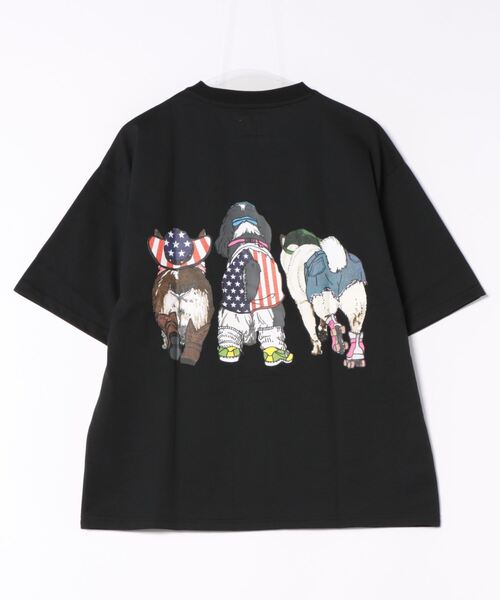 CORISCO（コリスコ）の「アニマル柄Tシャツ(M1)（Tシャツ/カットソー・メンズ・ブラック系2/ホワイト系1/ブラック系1/ホワイト系2/オレンジ/ブルー/チャコールグレー/ネイビー/ダークグリーン/イエロー/キナリ/オートミール/グレー系その他/ミント/ブルー系その他2/ブルー系その他3/ピンク・MEDIUM/LARGE/X-LARGE）」の21枚目の写真